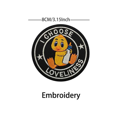 Animal With Knife Fabric Applique Embroidery Hook and Loop Patch,Peace