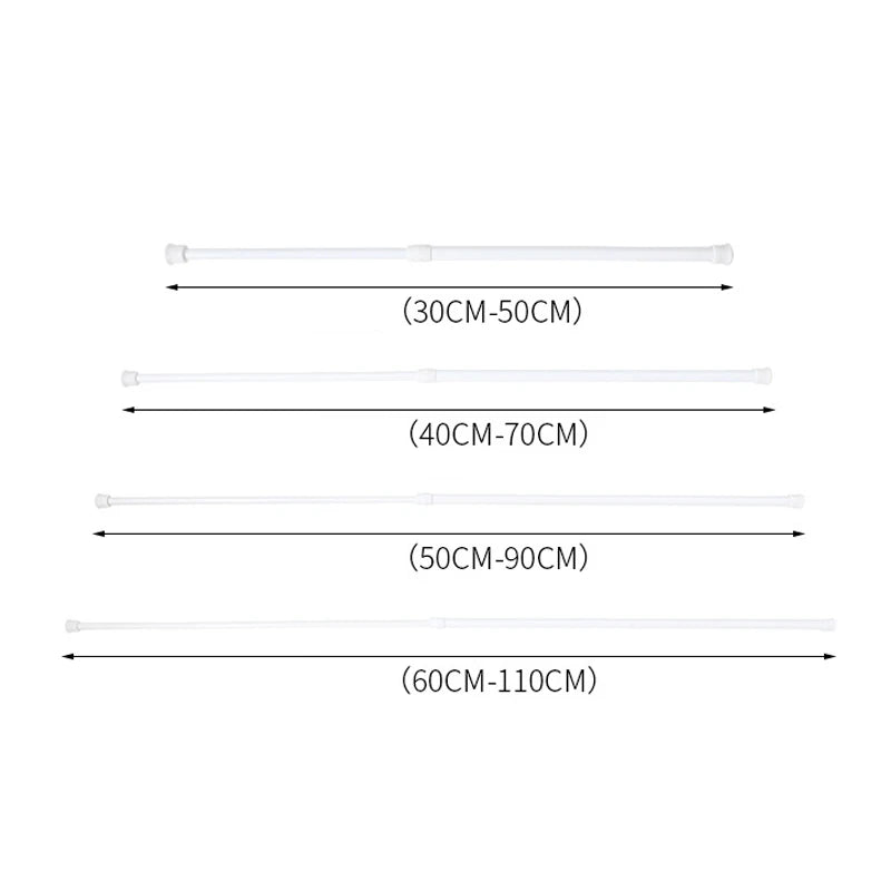 30-110cm Adjustable Metal Curtain Rod Spring Loaded Extendable