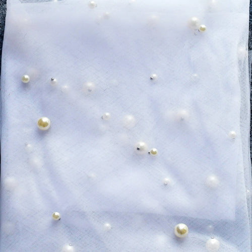 Short Wedding Veil for Bride Pearls Beaded Bridal Veils with Comb Soft