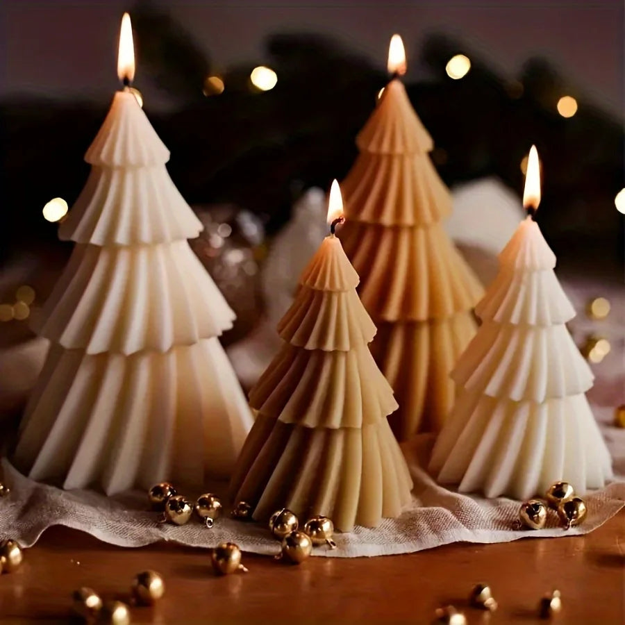 Christmas Tree Candle Silicone Mold DIY Gypsum Cement Christmas Tree