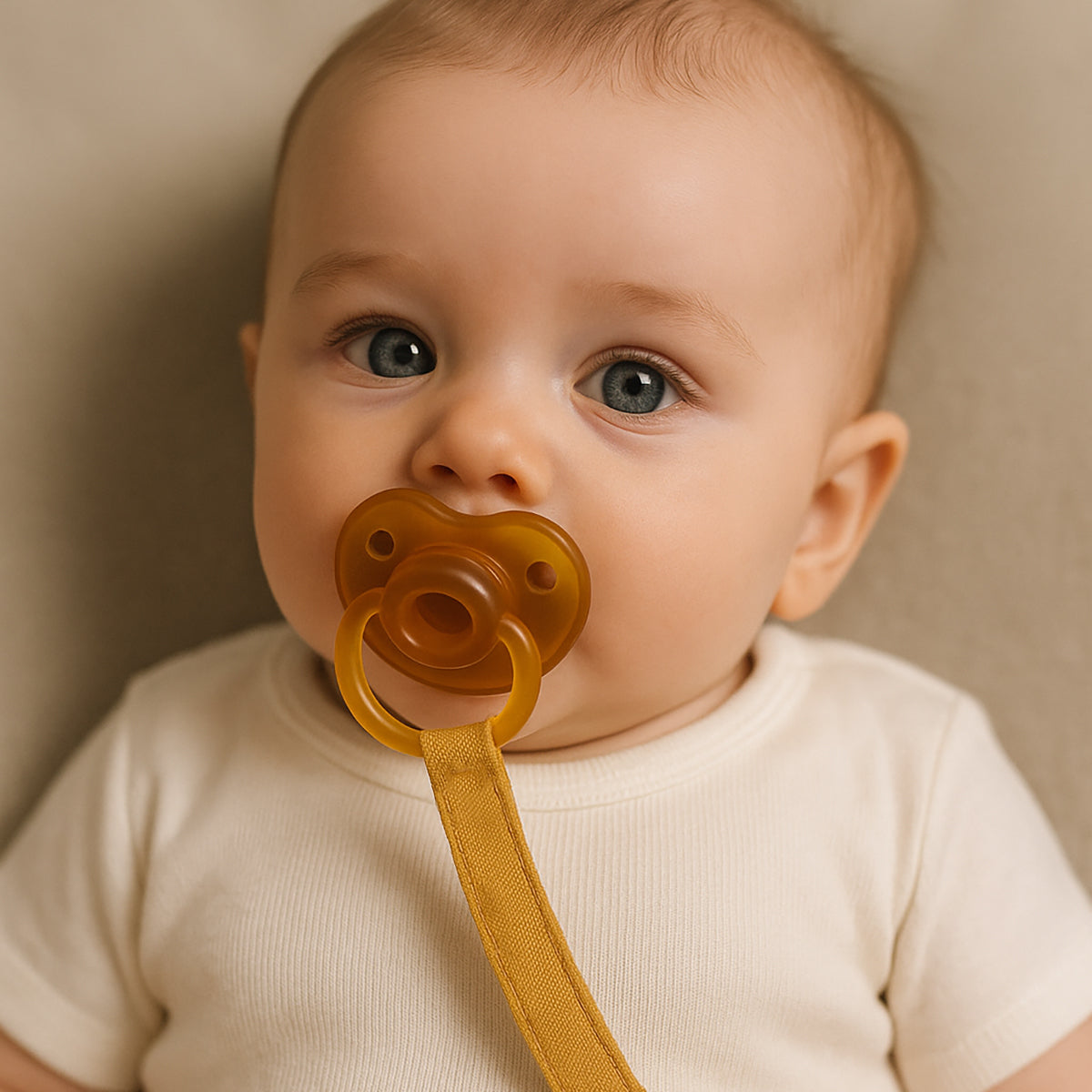 Organic Cotton Pacifier Clip - Honey